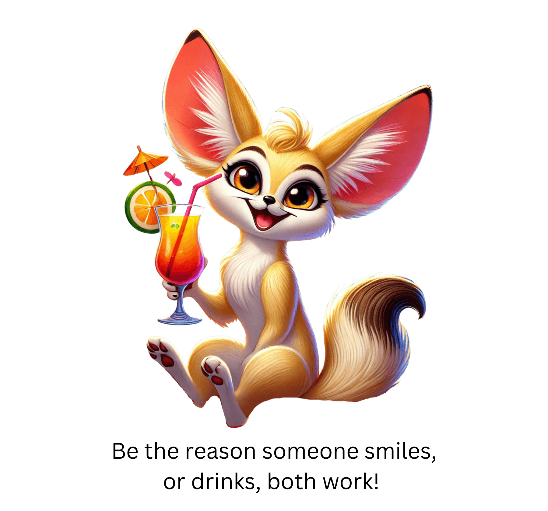 Fennec Fox Cocktail - Cheers to Good Times and Smiles! 🦊🍸 Unisex T-shirt - Whippie's