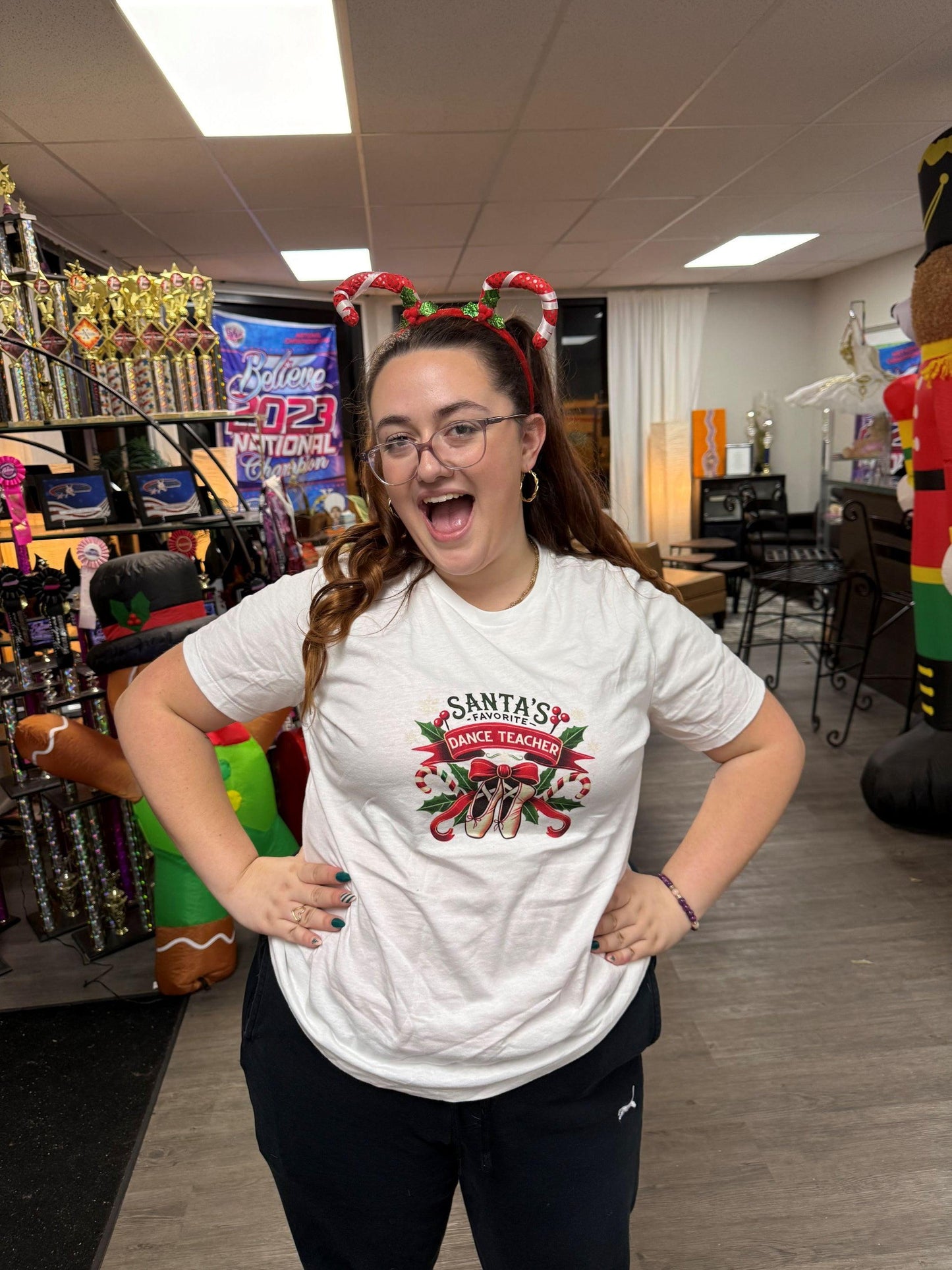 Santa's Favorite Dance Teacher Women's Softstyle Tee - Whippie's