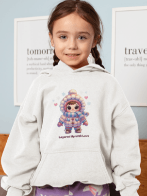 Layered Up with Love (girl) - Cozy Comfort for Kids! ❄️💖 Youth Heavy Blend Hooded Sweatshirt - Whippie's