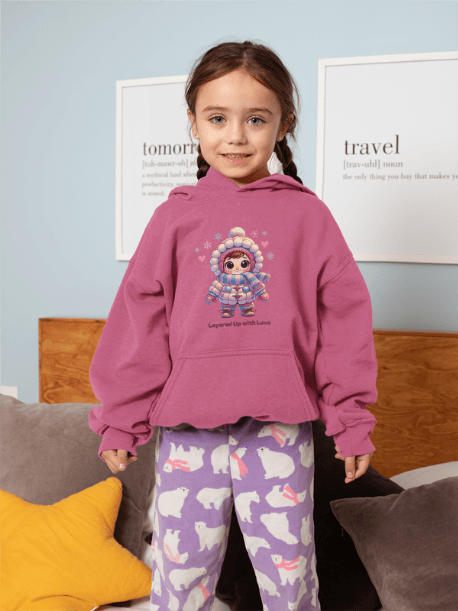 Layered Up with Love (girl) - Cozy Comfort for Kids! ❄️💖 Youth Heavy Blend Hooded Sweatshirt - Whippie's