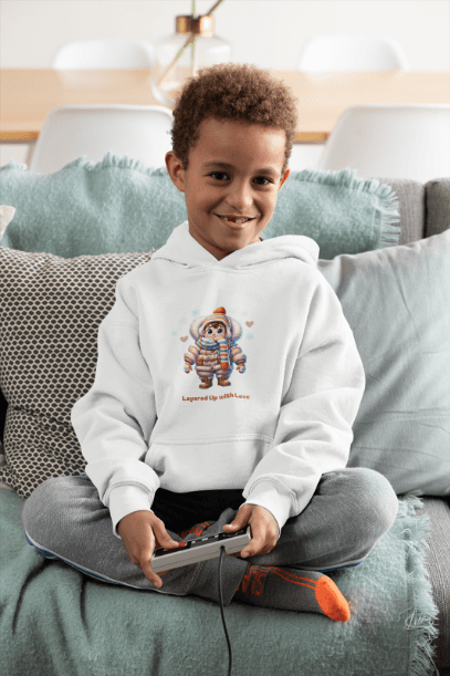 Layered Up with Love (Boy) - Cozy Comfort for Kids! ❄️💙 Youth Heavy Blend Hooded Sweatshirt - Whippie's