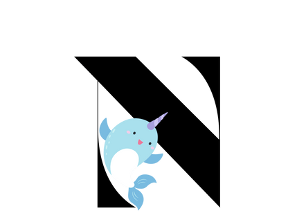 Alphabet Adventures: Letter N - Nice Narwhal Baby Onesie N is for Nice Narwhal! - Whippie's