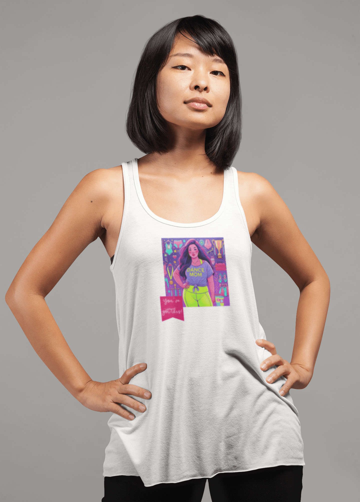 Dance Mom: You've Got This - Asian Mom - Women's Flowy Racerback Tank - Whippie's