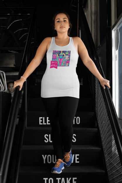 Dance Mom: You've Got This - Brunette Curvy Mom Flowy Racerback Tank - Whippie's