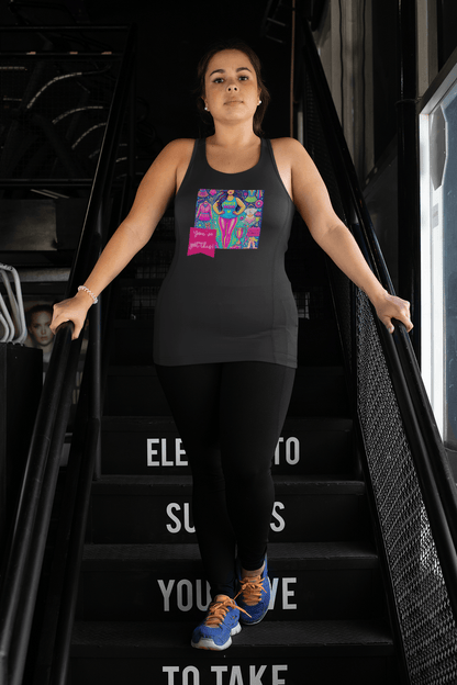 Dance Mom: You've Got This - Brunette Curvy Mom Flowy Racerback Tank - Whippie's