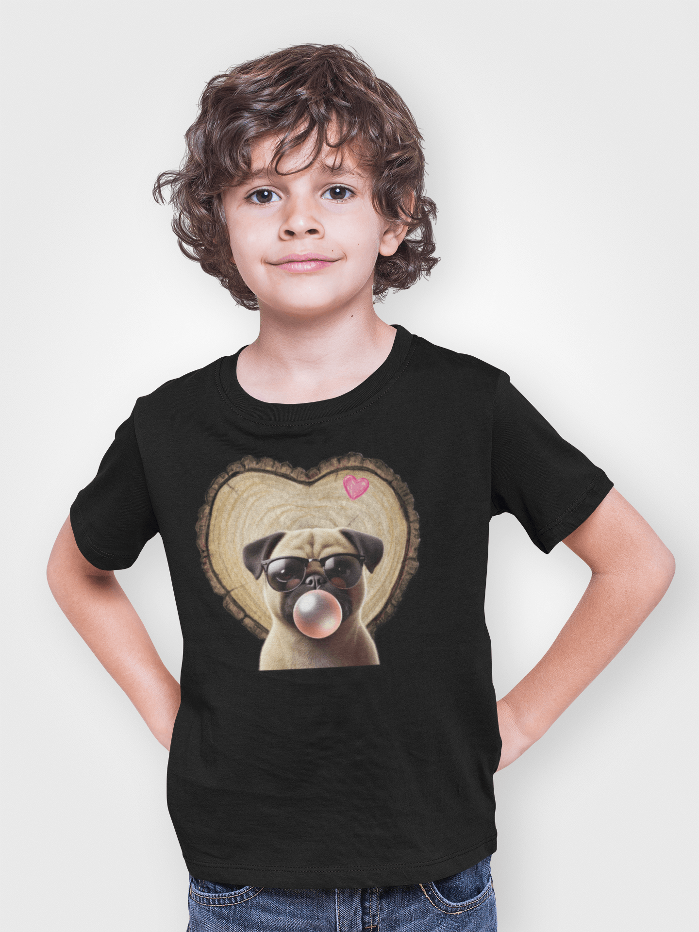 Pug Love - Youth Tee - 🐶💕 Spread the Love with a Bubbly Pug! 💕🐶 - Whippie's