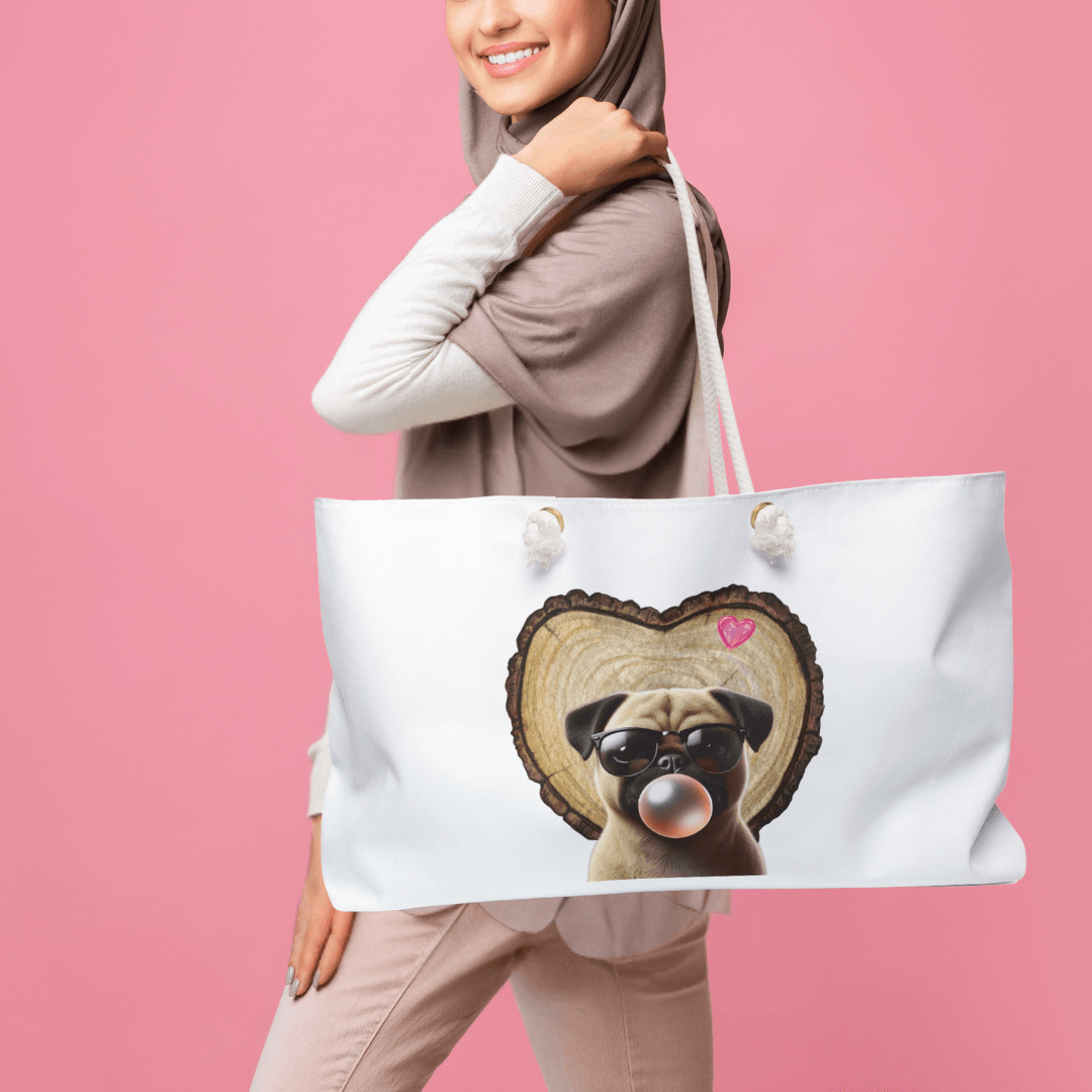 Pug Love Weekender Tote Bag - 🐶💕 Pack Your Bags for a Weekend of Fun! 💕🐶 - Whippie's