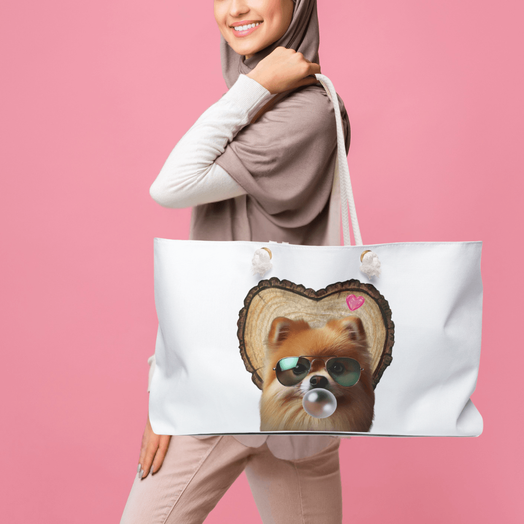 Pom Love Weekender Tote - 🐶💖 Pack Your Bags for a Weekend of Fluff and Fun! 💖🐶 - Whippie's