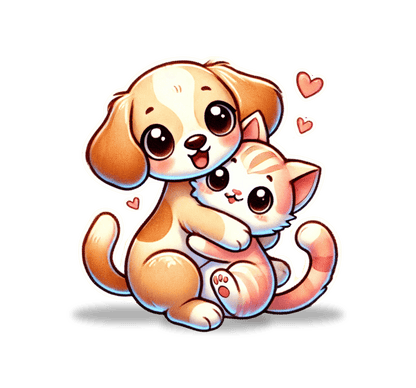 Puppy & Kitty Love - Youth Tee - 🐶💖🐱 Celebrate Friendship and Love! 🐱💖🐶 - Whippie's