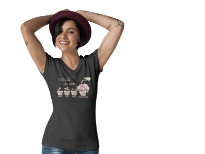 What You Choose to Focus On... Will Grow!" V-Neck Tee - 🌱 Cultivate Positivity and Style! 🌱 - Whippie's