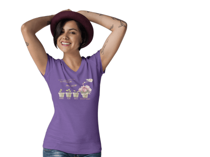 What You Choose to Focus On... Will Grow!" V-Neck Tee - 🌱 Cultivate Positivity and Style! 🌱 - Whippie's