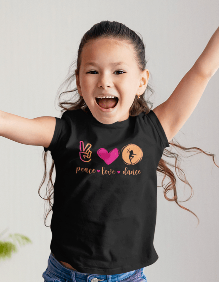 Peace, Love & Dance Youth Tee - ✌️❤️💃 Express Yourself Through Movement! 💃❤️✌️ - Whippie's