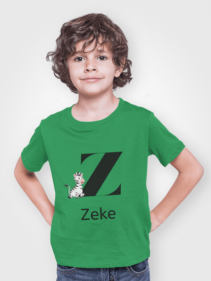 Alphabet Adventures: Letter Z - Zany Zebra Youth Tee - Personalizable - Whippie's