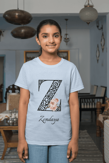 Floral Letters: Letter Z - Peony Youth Tee - Personalizable - Whippie's
