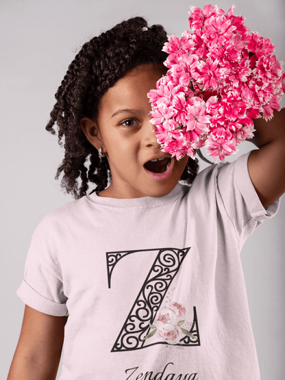 Floral Letters: Letter Z - Peony Youth Tee - Personalizable - Whippie's