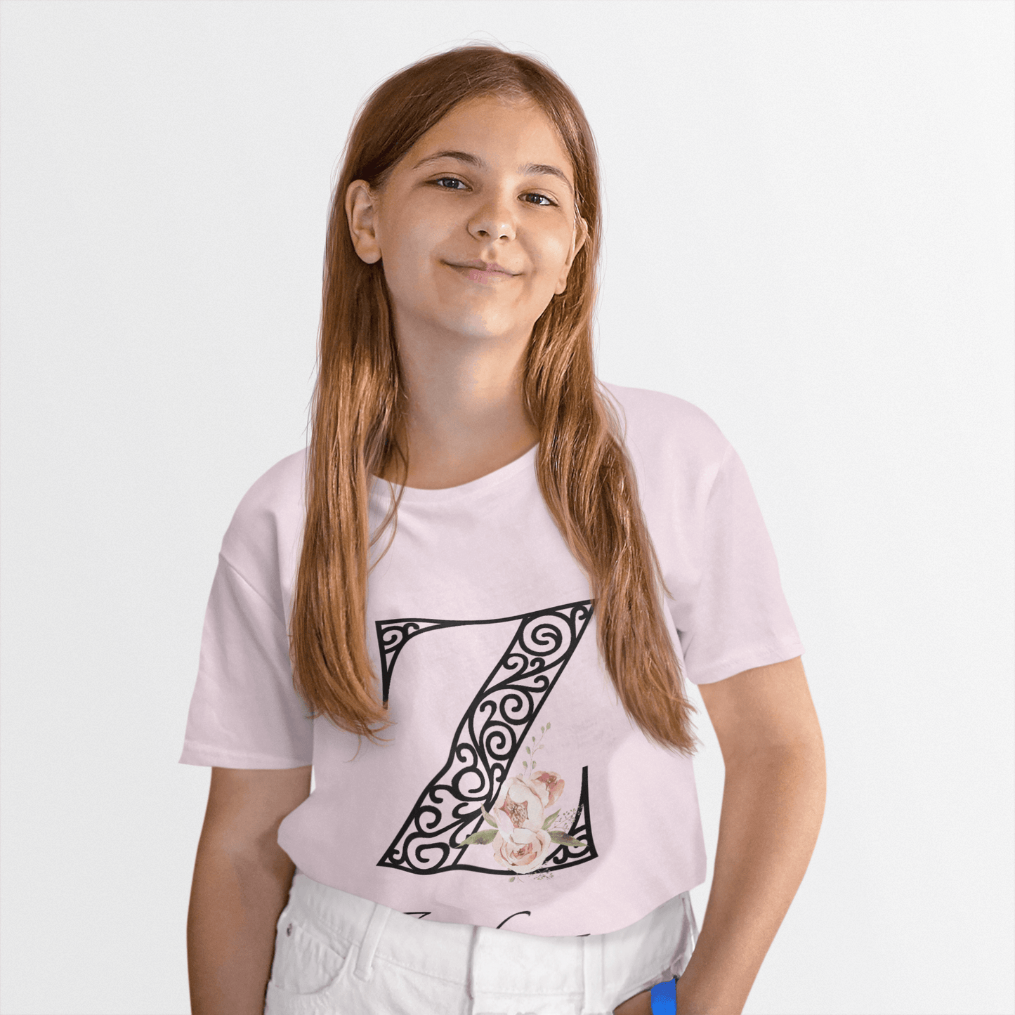 Floral Letters: Letter Z - Peony Youth Tee - Personalizable - Whippie's