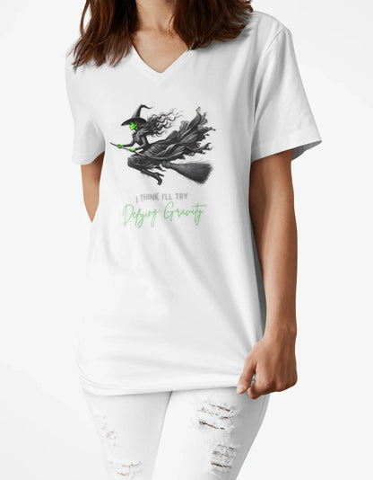 Wicked - I Think I'll Try Defying Gravity - V-neck T-shirt - Whippie's