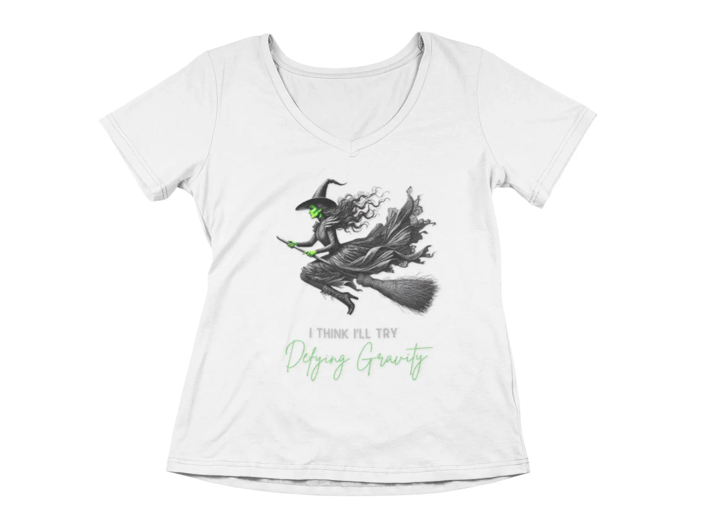 Wicked - I Think I'll Try Defying Gravity - V-neck T-shirt - Whippie's