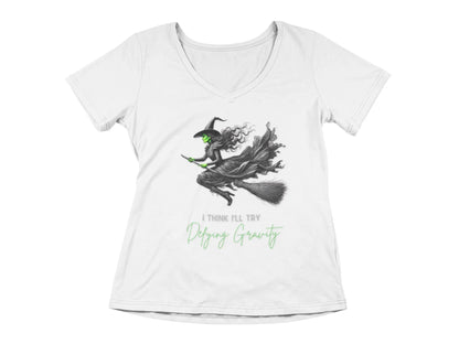Wicked - I Think I'll Try Defying Gravity - V-neck T-shirt - Whippie's