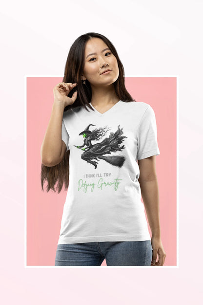 Wicked - I Think I'll Try Defying Gravity - V-neck T-shirt - Whippie's