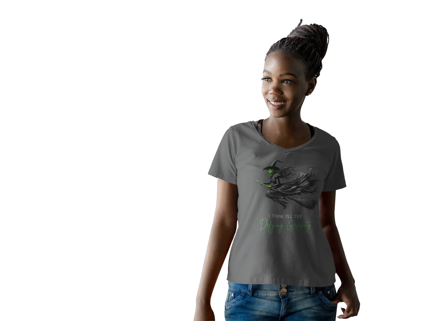 Wicked - I Think I'll Try Defying Gravity - V-neck T-shirt - Whippie's