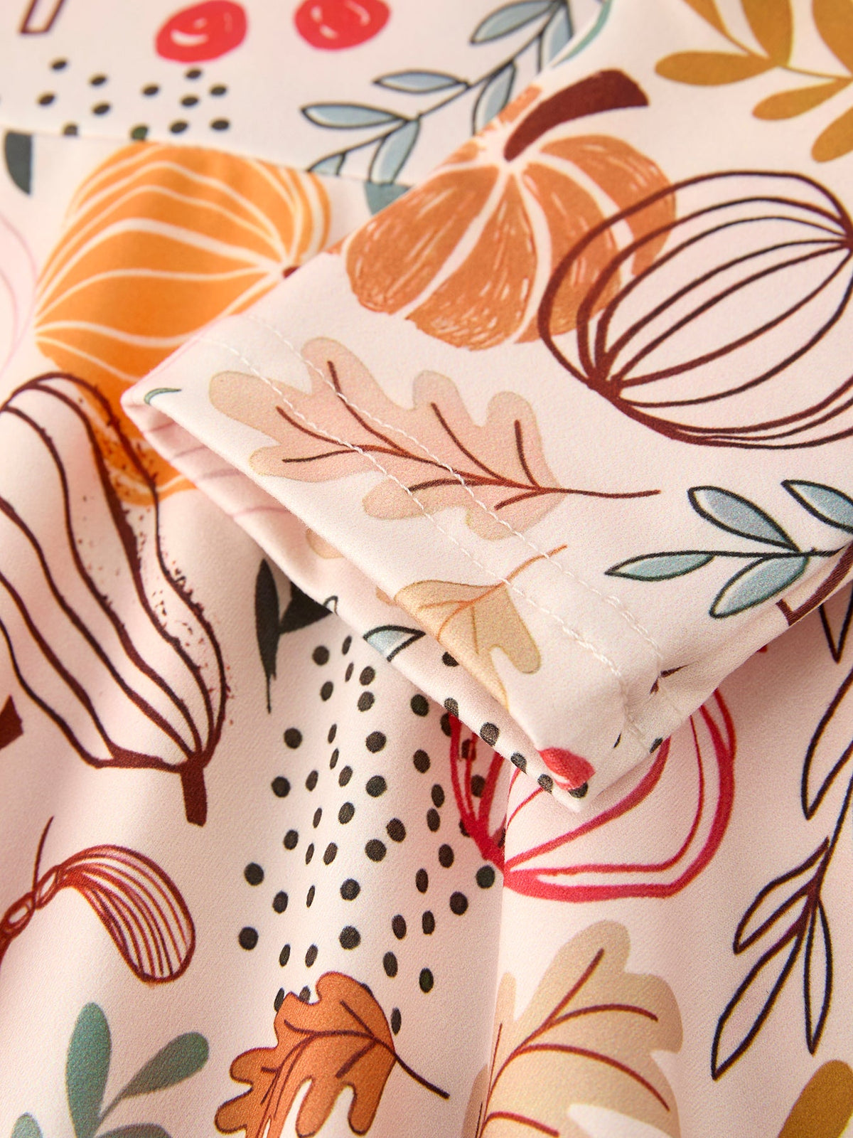 Girls Fall Dress | Pumpkin & Leaf Print: Long sleeve pumpkin and leaf print