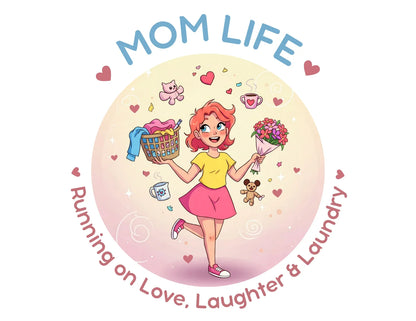 Mom Life: Running on Love, Laughter & Laundry V-Neck T-Shirt - Whippie's