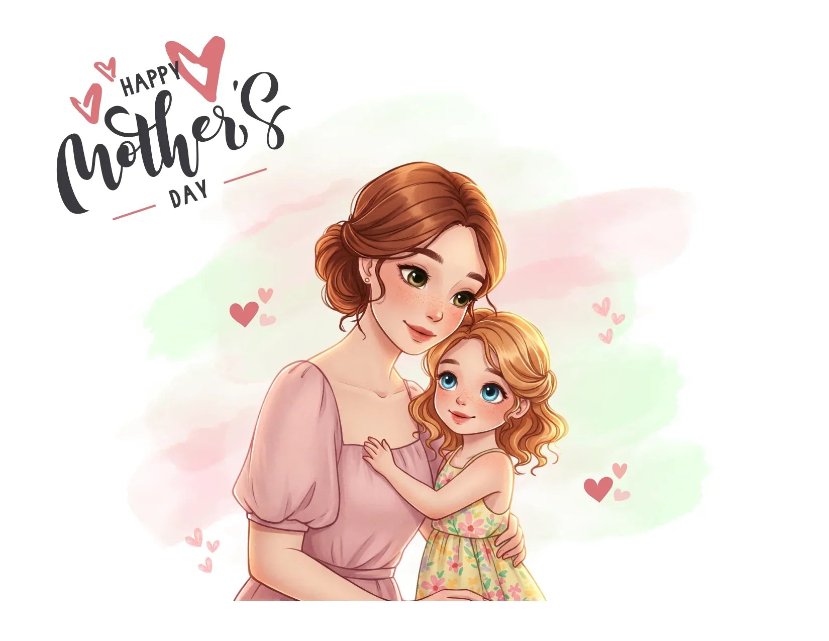 Happy Mother's Day Mom & Daughter Hug V-Neck T-Shirt - Whippie's