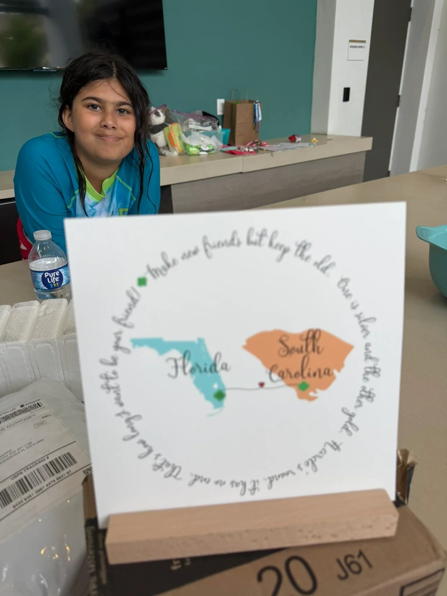 Girl Scout Friendship Moving to New State - Gallery Board with Stand - Personalizable - Whippie's