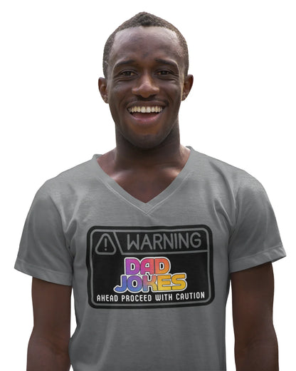 Warning: Dad Jokes Ahead - Proceed with Caution V-Neck Tee - Whippie's