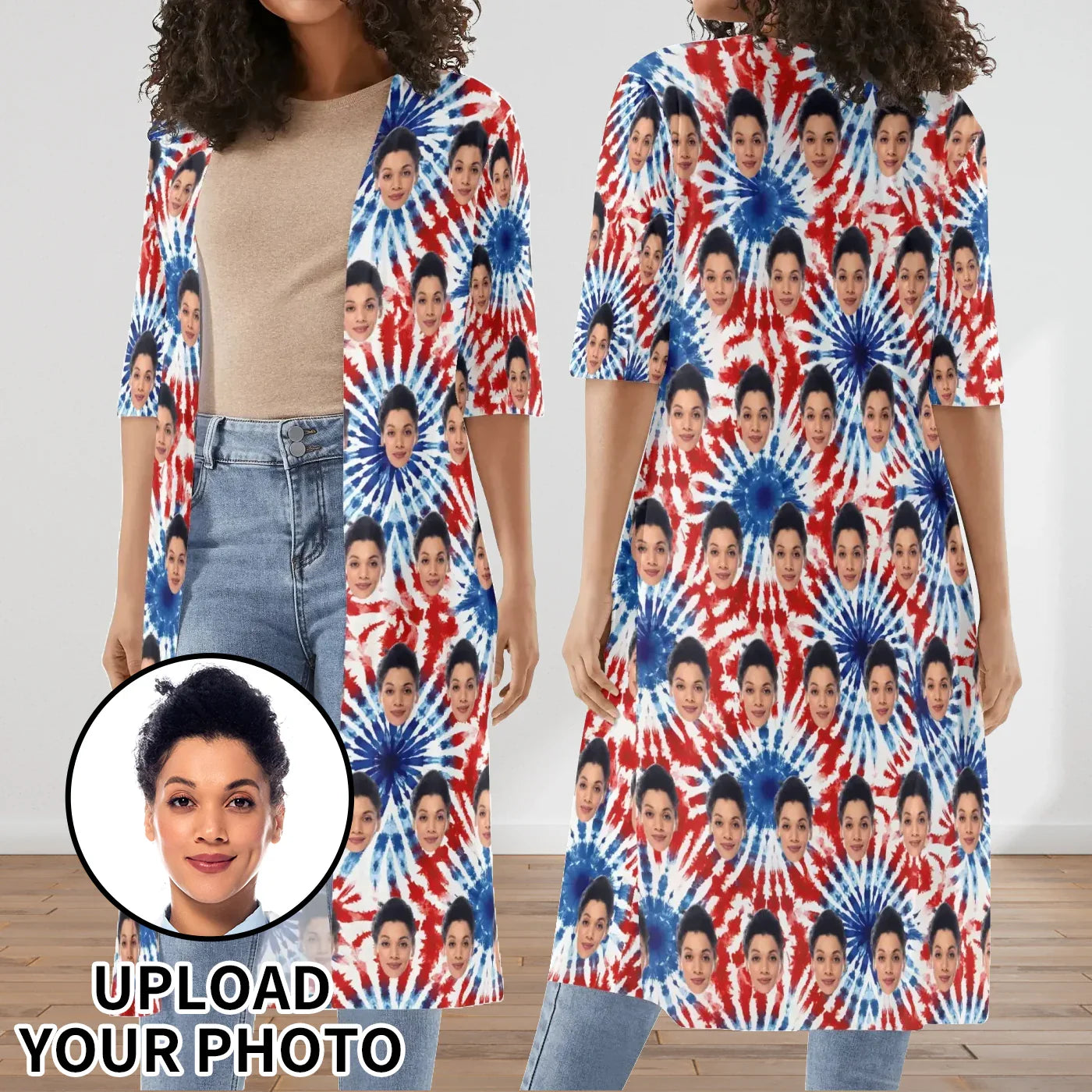 Women's Half Sleeve Kimono Cardigan - Personalizable with Your Photo - Whippie's