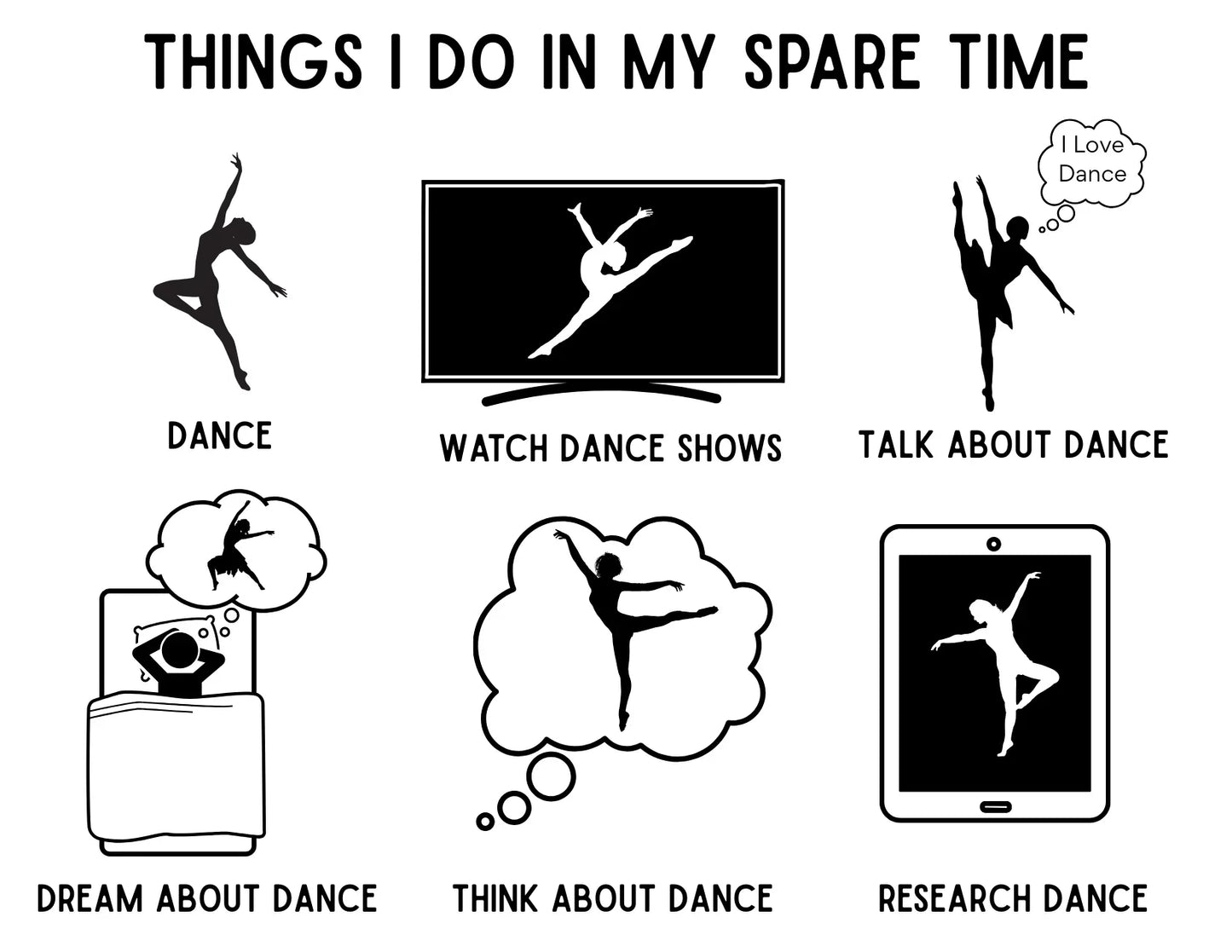 My Spare Time = Dance Time - Female Dancer - Youth Tee - Personalizable - Whippie's