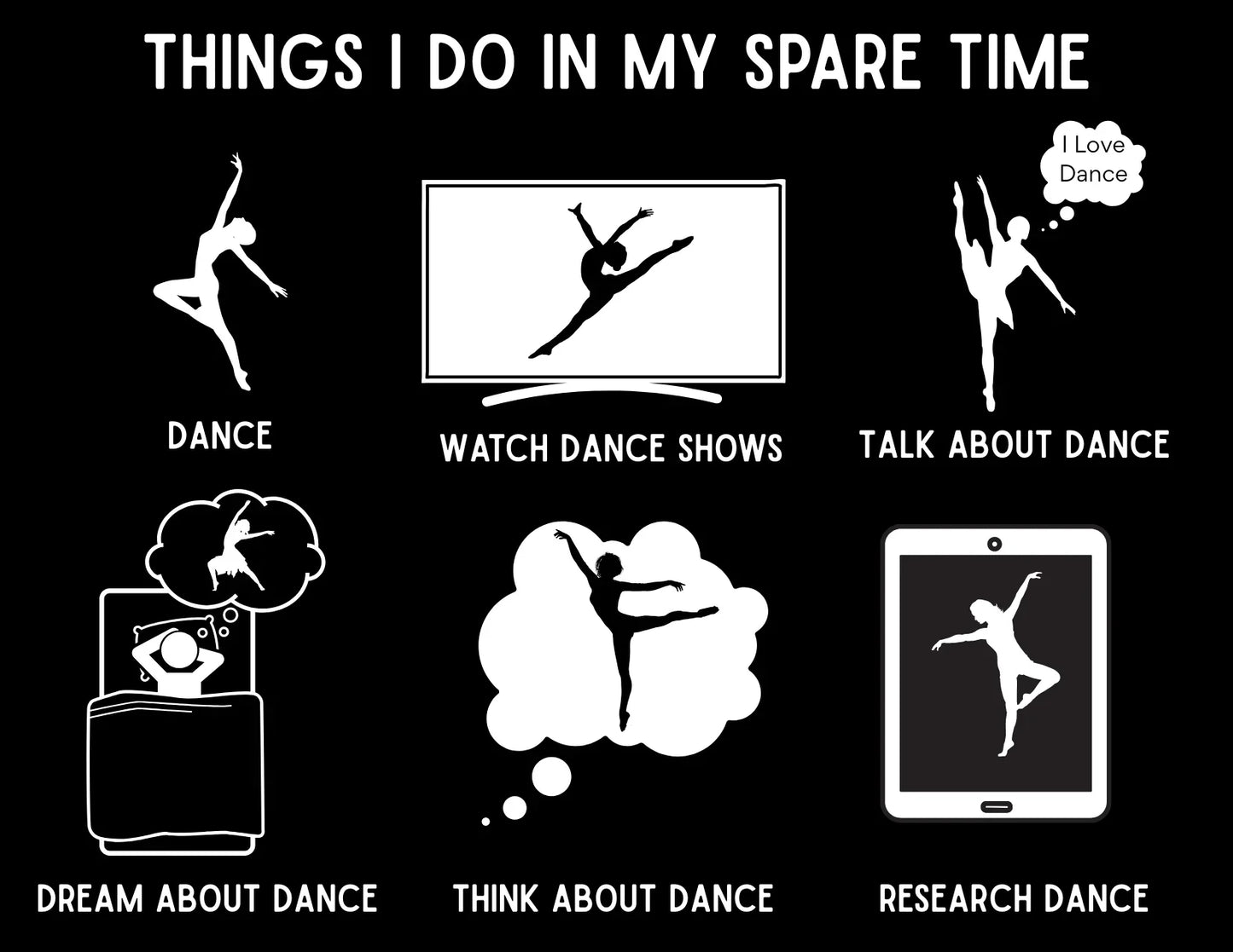 My Spare Time = Dance Time - Female Dancer - Unisex Tee - Personalizable - Whippie's