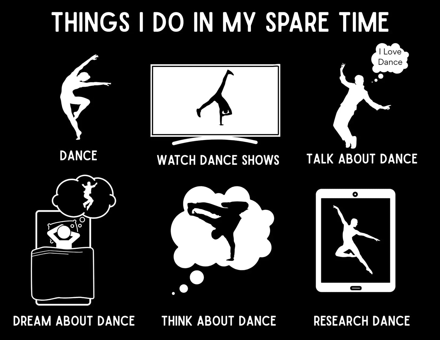 My Spare Time = Dance Time - Male Dancer - Unisex Tee - Personalizable - Whippie's