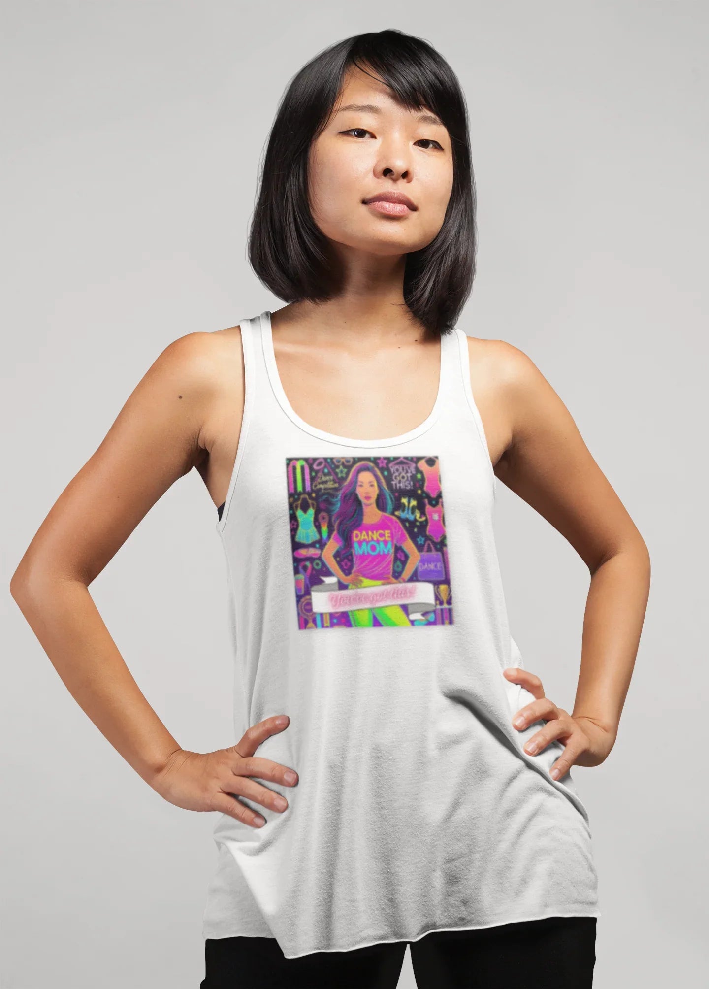 Dance Mom: You've Got This - Asian (Young) Mom - Women's Flowy Racerback Tank - Whippie's