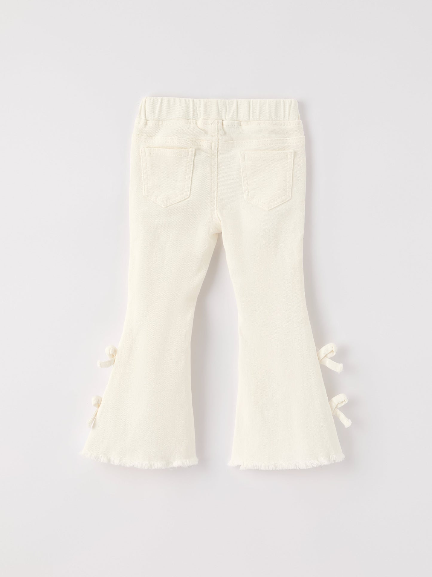 Charming White Denim Pantsss with Cute Bows