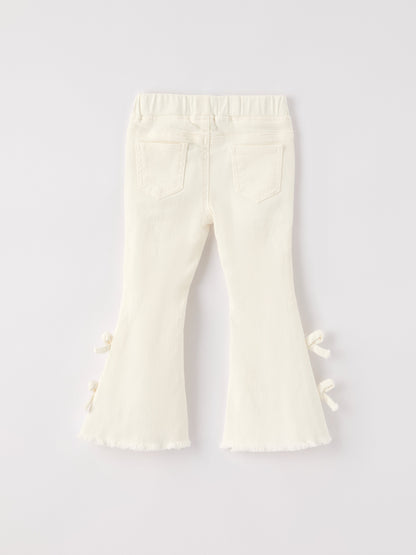 Charming White Denim Pantsss with Cute Bows