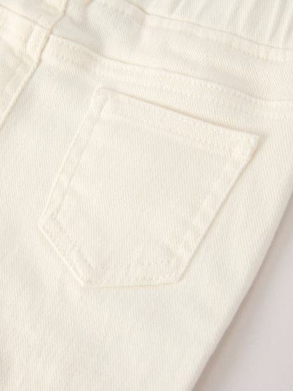 Charming White Denim Pantsss with Cute Bows