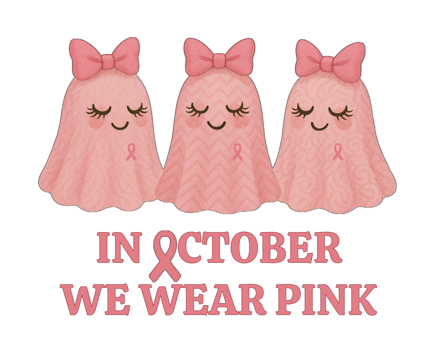 In October We Wear Pink: Cute Ghost Unisex Crewneck Sweatshirt - Whippie's