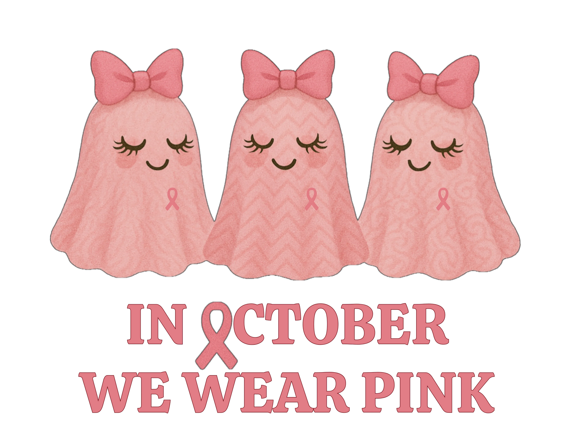 In October We Wear Pink: Cute Ghost Unisex Crewneck Sweatshirt - Whippie's