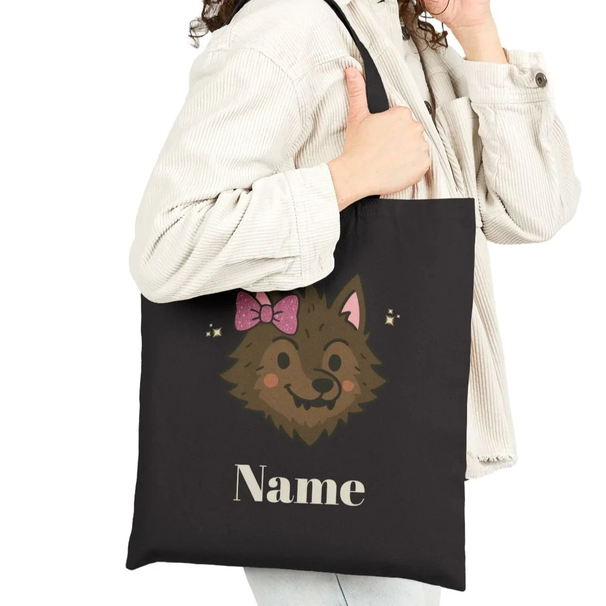 Pink Bow Halloween Friends Cotton Canvas Tote Bag - Personalizable