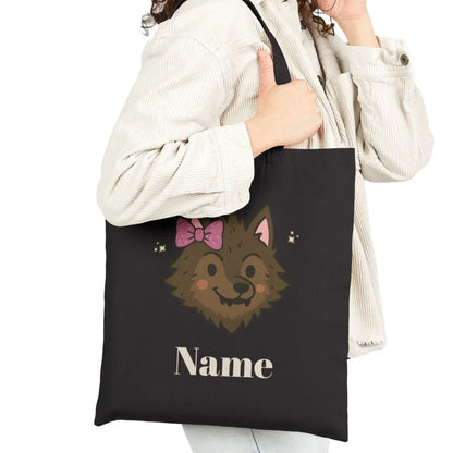 Pink Bow Halloween Friends Cotton Canvas Tote Bag - Personalizable
