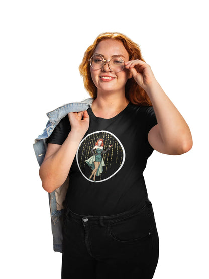 Crimson Enchantress: Bewitching Pinup Halloween Tee
