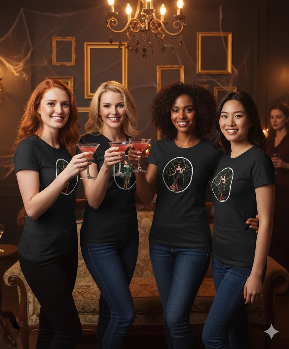 Crimson Enchantress: Bewitching Pinup Halloween Tee