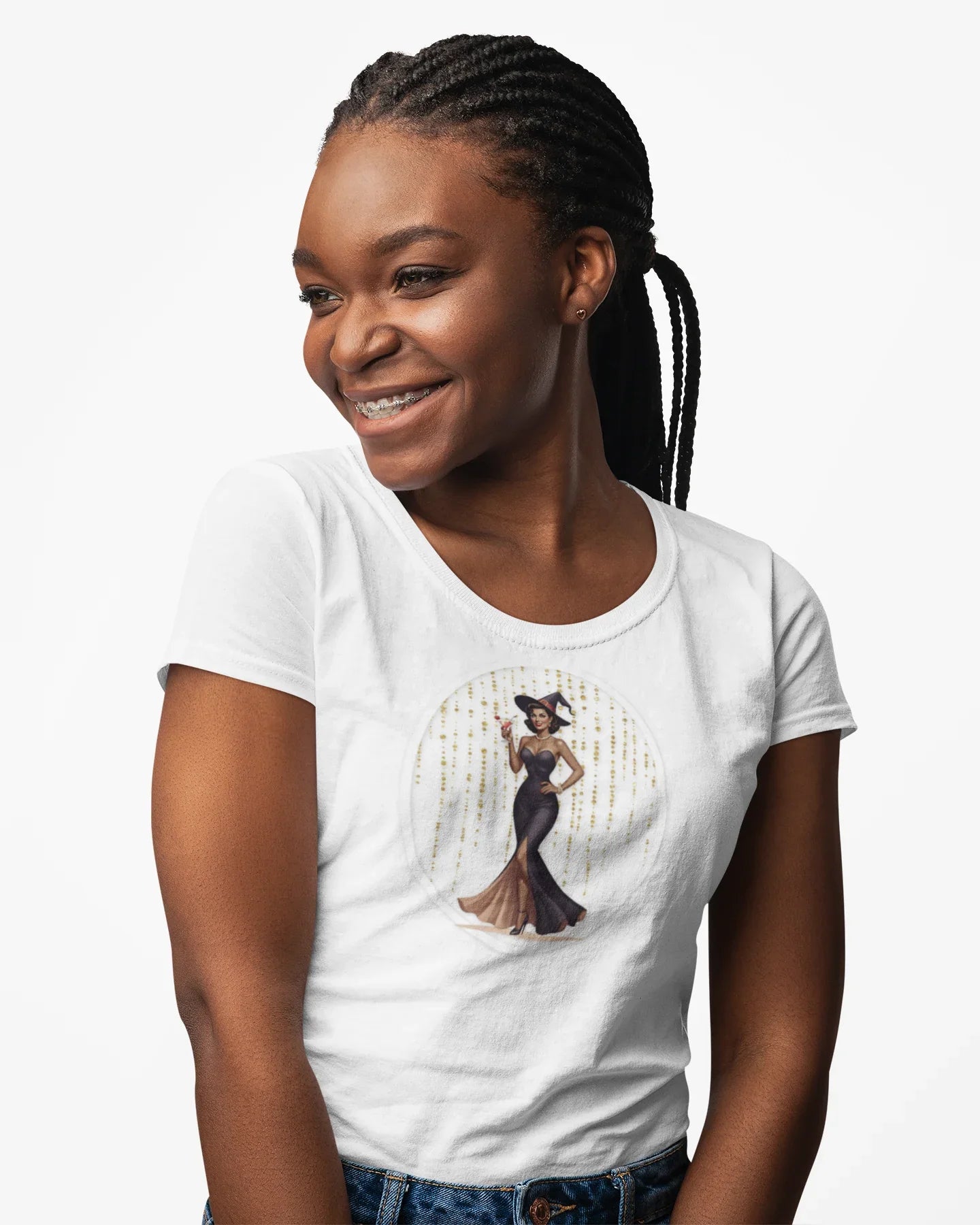 Midnight Glamour: Bewitching Pinup Halloween Tee