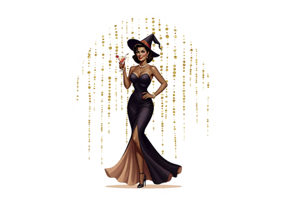 Midnight Glamour: Bewitching Pinup Halloween Tee