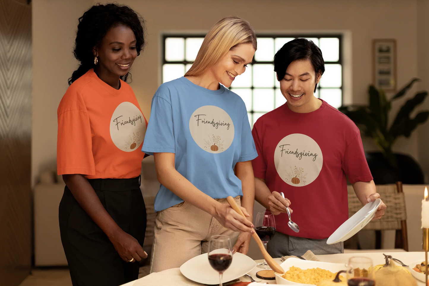 Friendsgiving Vibes: Gather & Give Thanks! Unisex Tee