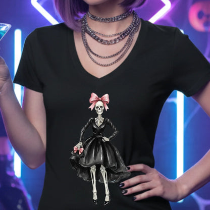 Skeleton Fashionista Women's Deep V-Neck Tee
