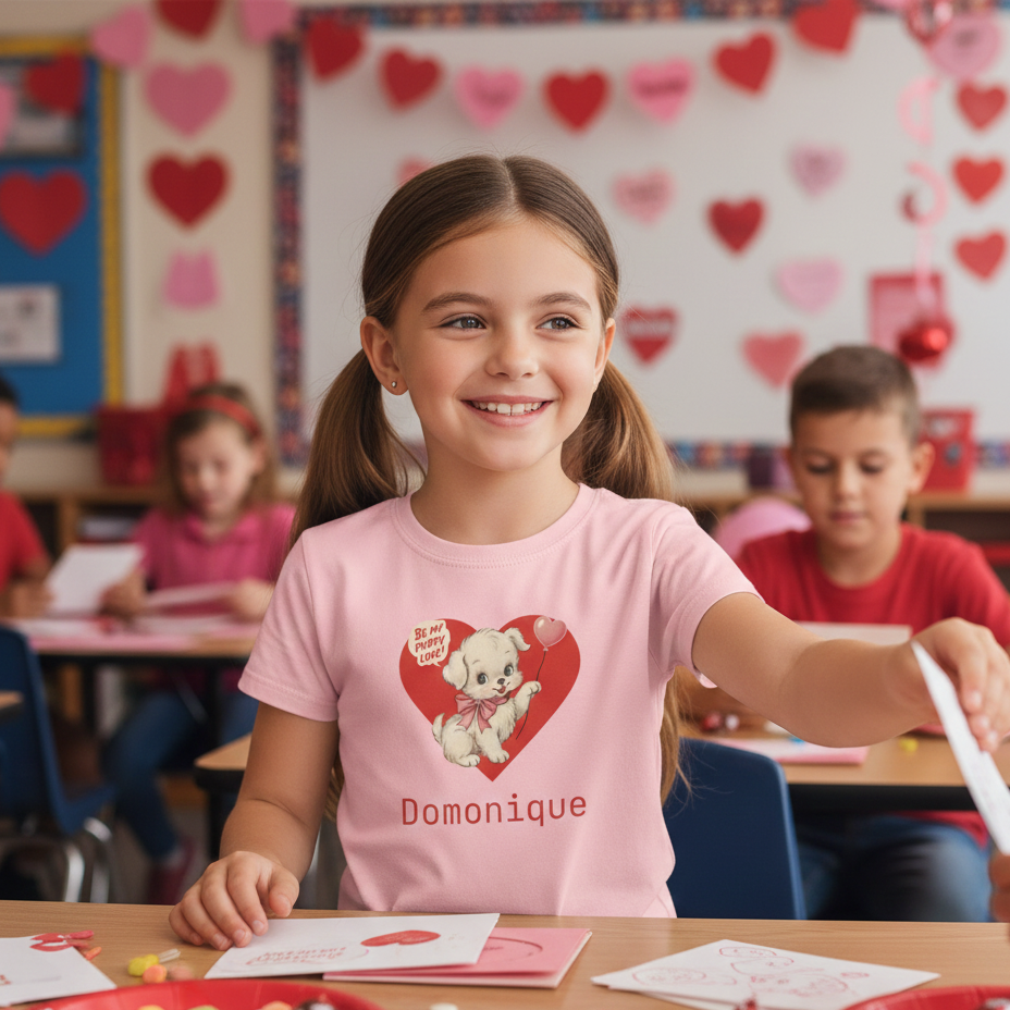 Matching Valentine Tee | Youth Puppy Love - Personalizable