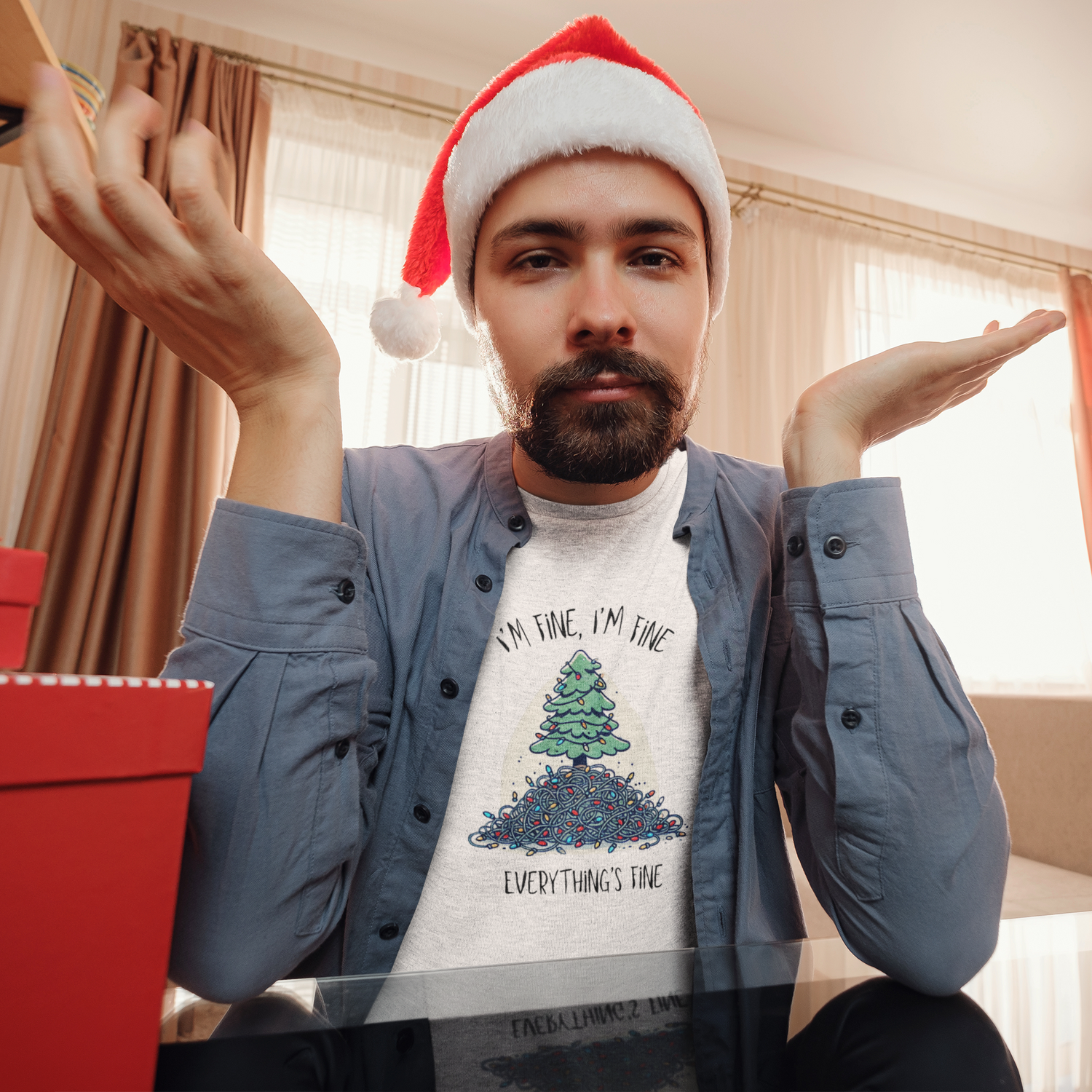 "I'm Fine, I'm Fine, Everything's Fine!"  Holiday Chaos Edition! Unisex Softstyle T-shirt